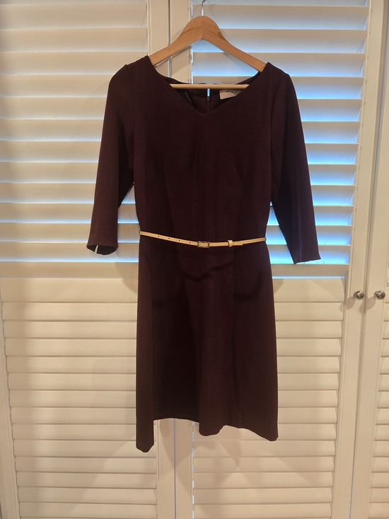 MM Lafleur Dresses & Skirts - MM.LaFleur Plum Midi Sheath Dress with Slim Belt